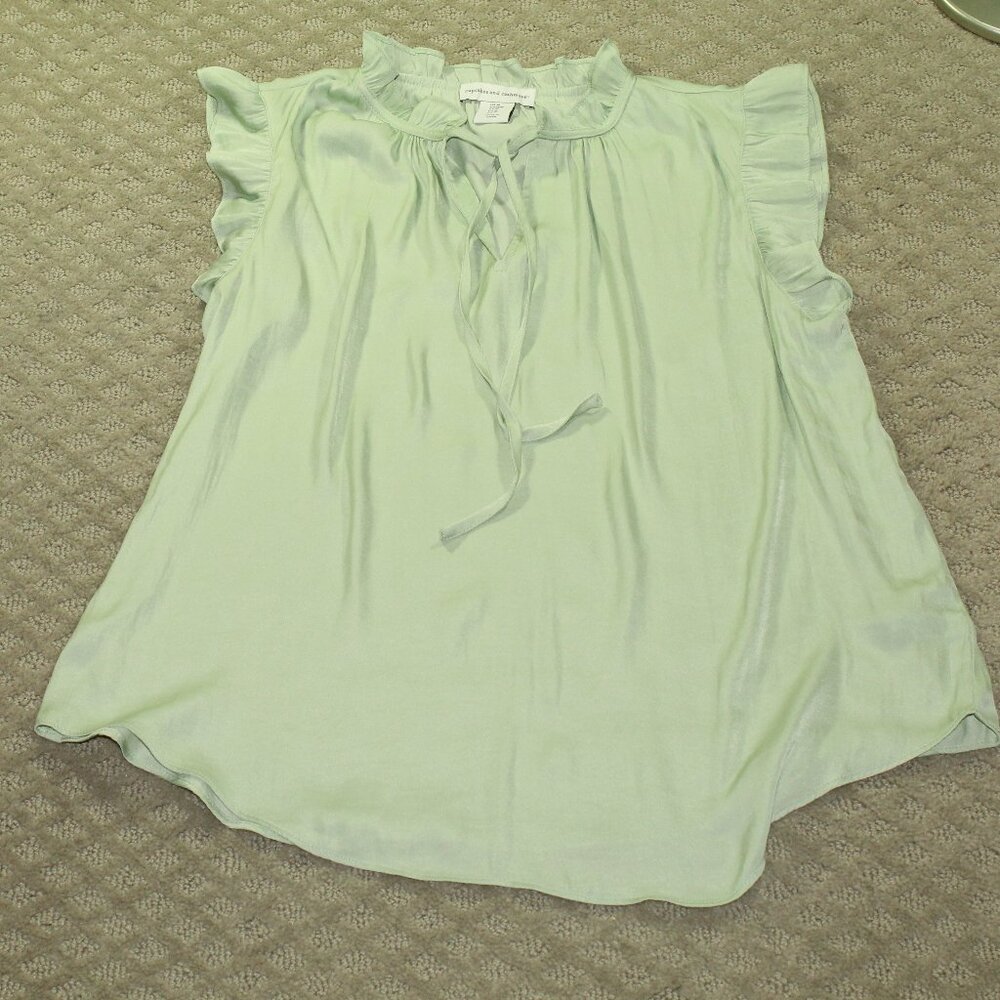 Cupcakes And Cashmere Top Sleeveless Medium Mint Green Ruffles Tie
